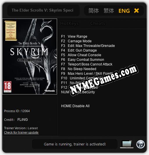 The Elder Scrolls V: Skyrim Special Edition: Cheats, Trainer +13 [FLiNG]