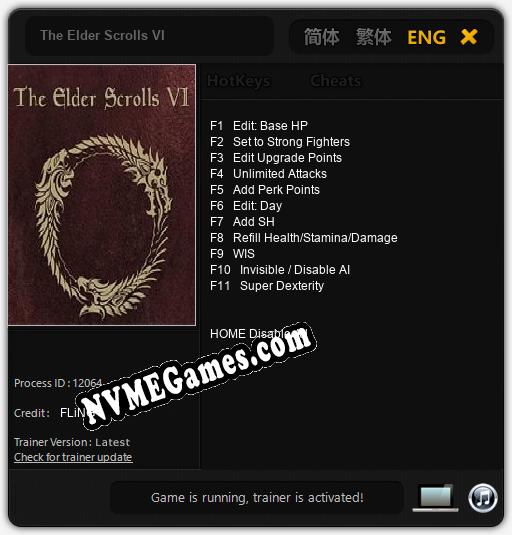 The Elder Scrolls VI: Cheats, Trainer +11 [FLiNG]