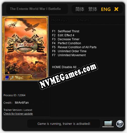 The Entente World War I Battlefields: Cheats, Trainer +7 [MrAntiFan]