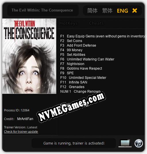 The Evil Within: The Consequence: Cheats, Trainer +13 [MrAntiFan]