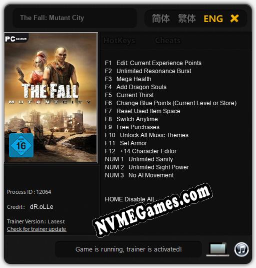 The Fall: Mutant City: Cheats, Trainer +15 [dR.oLLe]