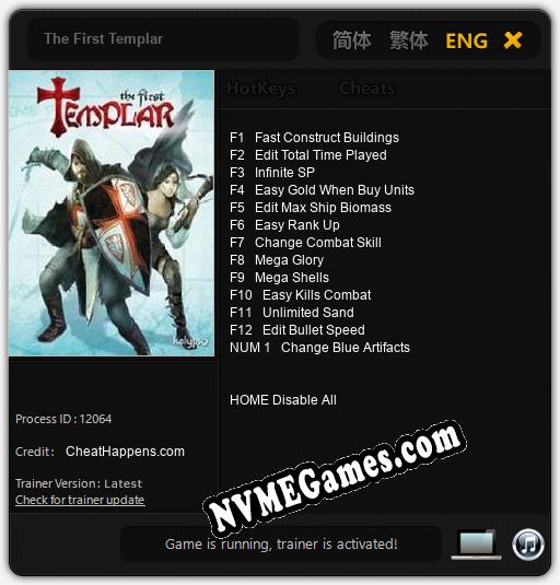 Treinador liberado para The First Templar [v1.0.1]