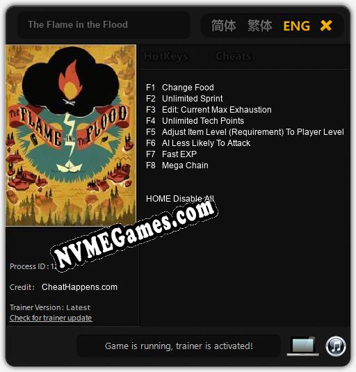 The Flame in the Flood: Treinador (V1.0.85)