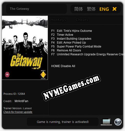 The Getaway: Trainer +7 [v1.4]