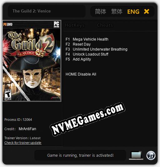 The Guild 2: Venice: Treinador (V1.0.84)