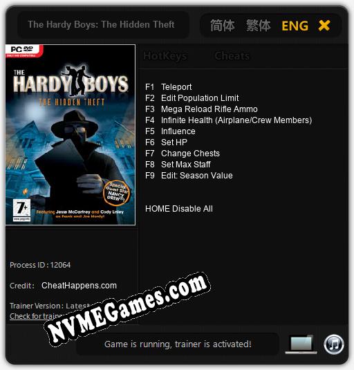 The Hardy Boys: The Hidden Theft: Trainer +9 [v1.2]