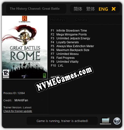 The History Channel: Great Battles of Rome: Treinador (V1.0.71)