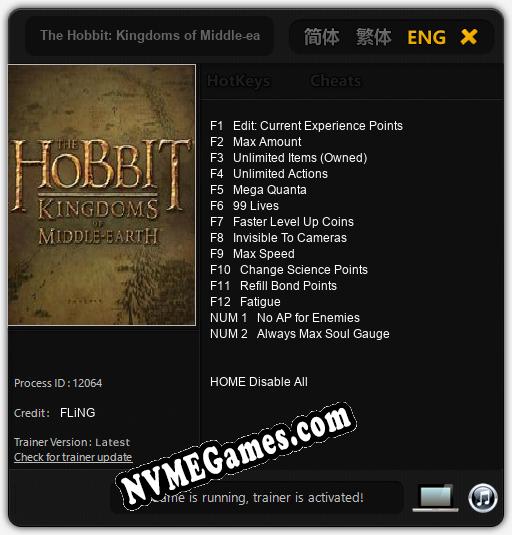 The Hobbit: Kingdoms of Middle-earth: Cheats, Trainer +14 [FLiNG]