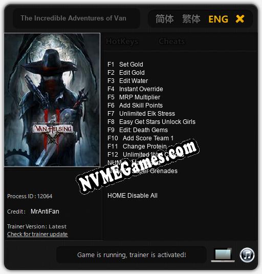 The Incredible Adventures of Van Helsing II: Treinador (V1.0.75)