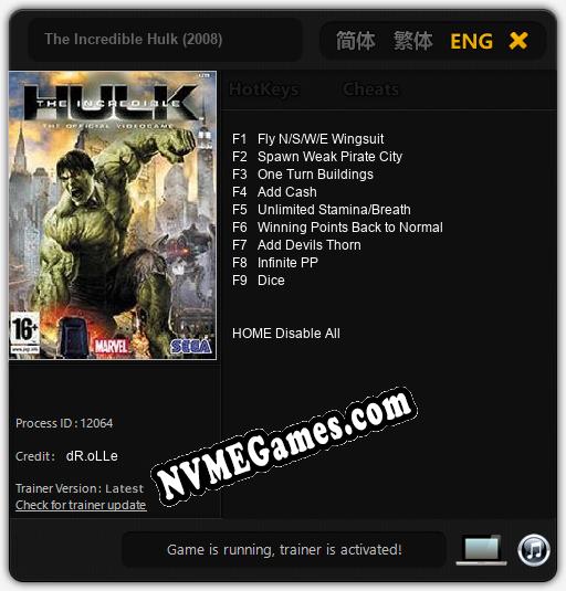 The Incredible Hulk (2008): Cheats, Trainer +9 [dR.oLLe]