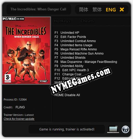 The Incredibles: When Danger Calls: Treinador (V1.0.25)