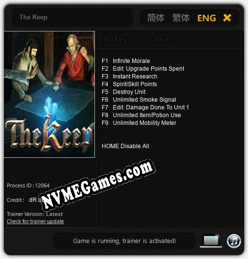 Treinador liberado para The Keep [v1.0.6]