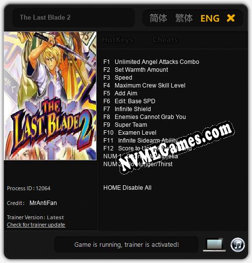 The Last Blade 2: Treinador (V1.0.19)