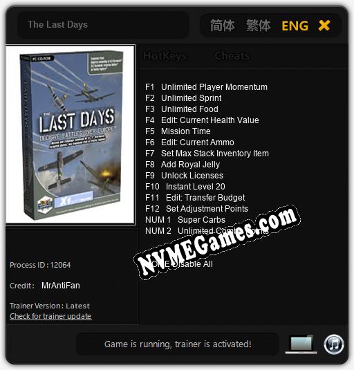 The Last Days: Trainer +14 [v1.3]