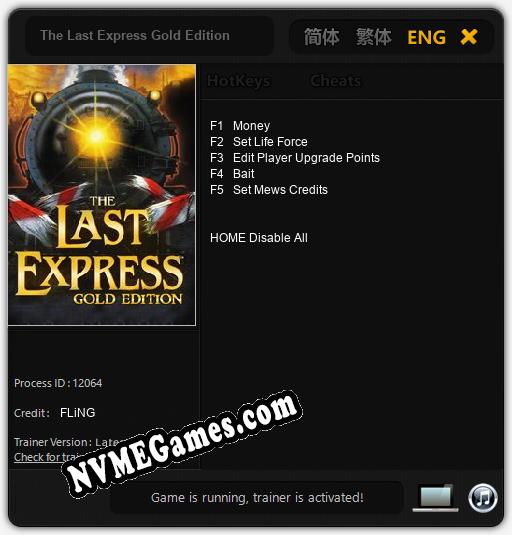 Treinador liberado para The Last Express Gold Edition [v1.0.7]