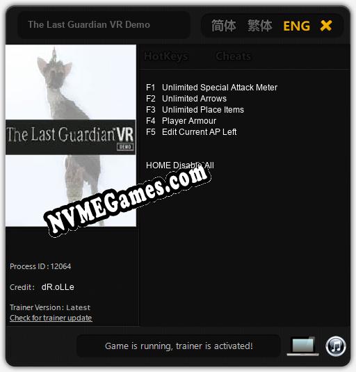 The Last Guardian VR Demo: Treinador (V1.0.51)