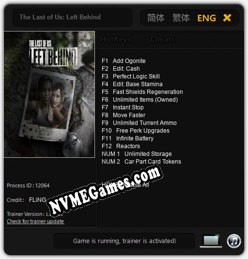 The Last of Us: Left Behind: Cheats, Trainer +14 [FLiNG]