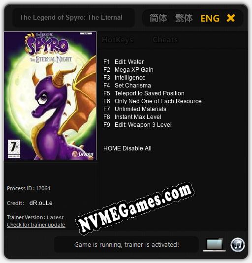 The Legend of Spyro: The Eternal Night: Trainer +9 [v1.8]