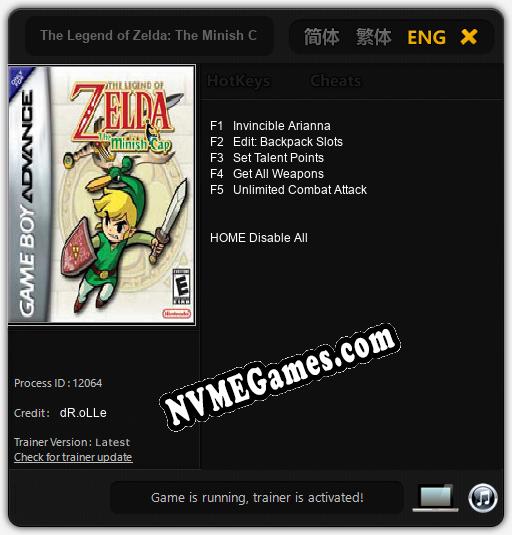 The Legend of Zelda: The Minish Cap: Treinador (V1.0.72)