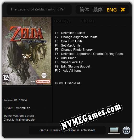 The Legend of Zelda: Twilight Princess: Treinador (V1.0.26)