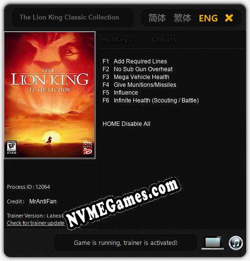 The Lion King Classic Collection: Trainer +6 [v1.1]