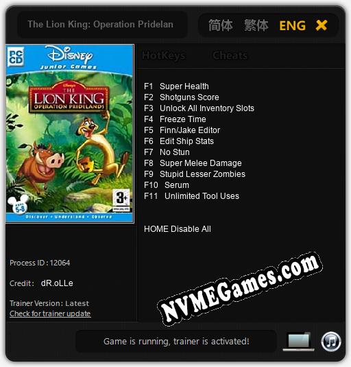 The Lion King: Operation Pridelands: Cheats, Trainer +11 [dR.oLLe]