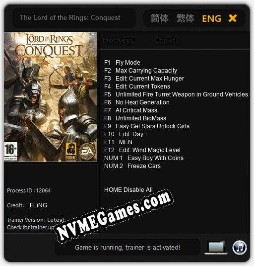 The Lord of the Rings: Conquest: Cheats, Trainer +14 [FLiNG]