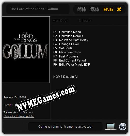 Treinador liberado para The Lord of the Rings: Gollum [v1.0.5]