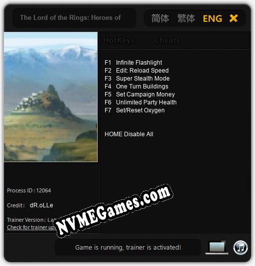 The Lord of the Rings: Heroes of Middle-earth: Treinador (V1.0.35)