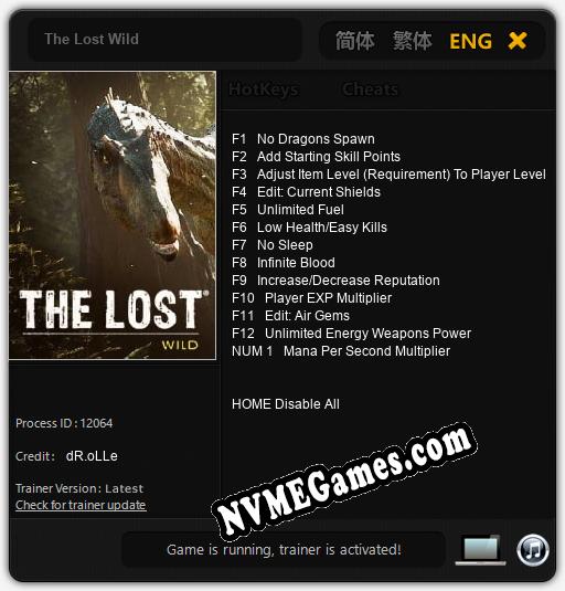 Treinador liberado para The Lost Wild [v1.0.5]