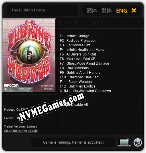 Treinador liberado para The Lurking Horror [v1.0.3]