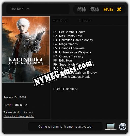 Treinador liberado para The Medium [v1.0.8]