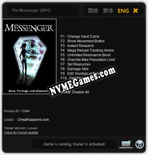 Treinador liberado para The Messenger (2001) [v1.0.5]