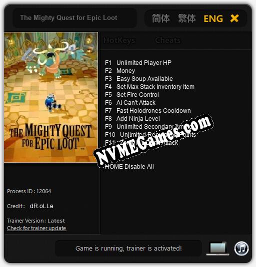 The Mighty Quest for Epic Loot: Cheats, Trainer +11 [dR.oLLe]