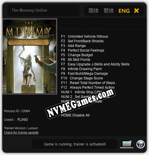 The Mummy Online: Trainer +15 [v1.3]