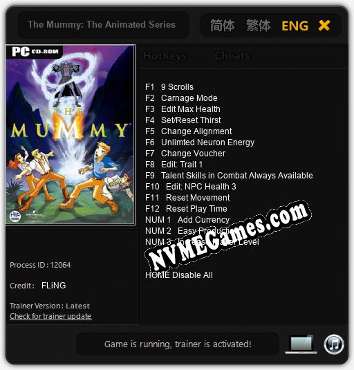 The Mummy: The Animated Series: Treinador (V1.0.11)