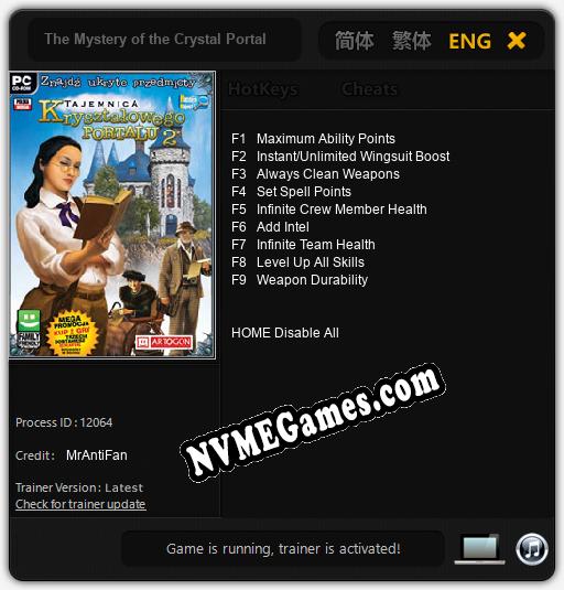 Treinador liberado para The Mystery of the Crystal Portal 2 [v1.0.2]