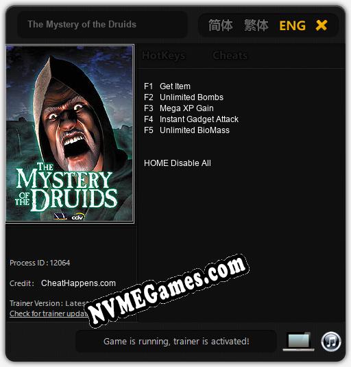 The Mystery of the Druids: Treinador (V1.0.32)