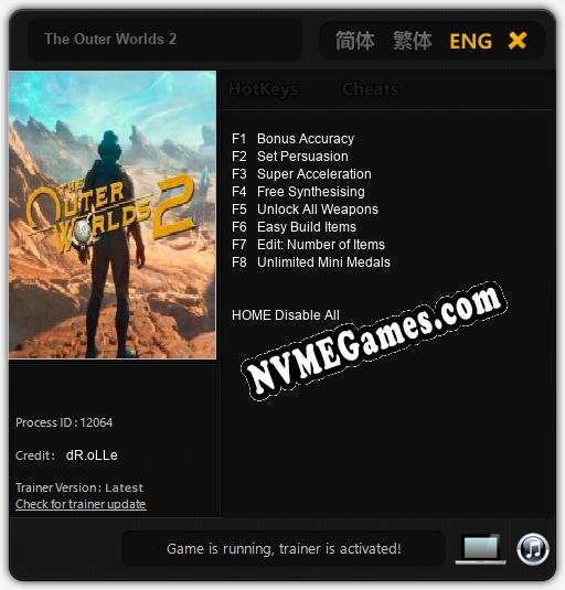 Treinador liberado para The Outer Worlds 2 [v1.0.5]
