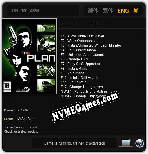 Treinador liberado para The Plan (2006) [v1.0.5]