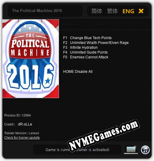 The Political Machine 2016: Cheats, Trainer +5 [dR.oLLe]