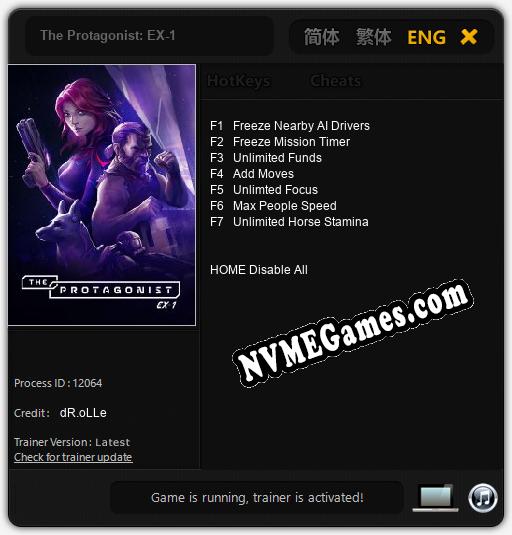 Treinador liberado para The Protagonist: EX-1 [v1.0.8]