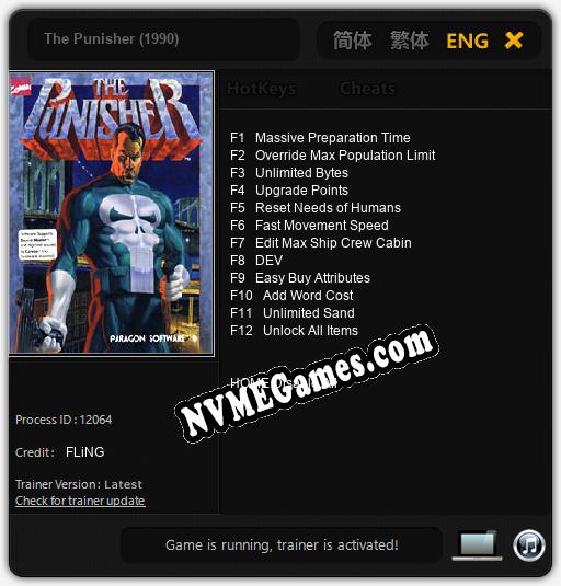 Treinador liberado para The Punisher (1990) [v1.0.1]