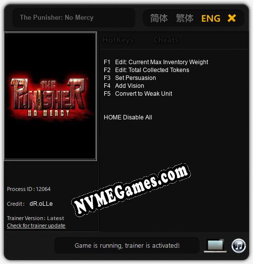 The Punisher: No Mercy: Trainer +5 [v1.9]