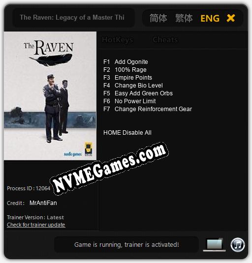 The Raven: Legacy of a Master Thief: Cheats, Trainer +7 [MrAntiFan]