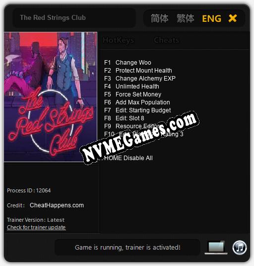 Treinador liberado para The Red Strings Club [v1.0.6]