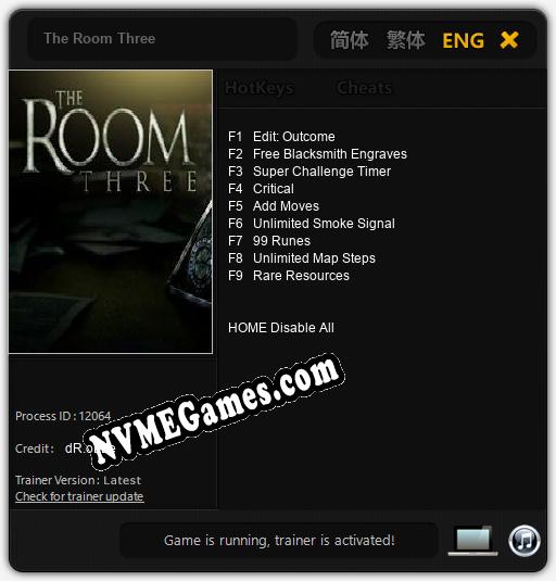 Treinador liberado para The Room Three [v1.0.8]