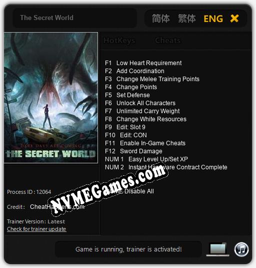 The Secret World: Cheats, Trainer +14 [CheatHappens.com]