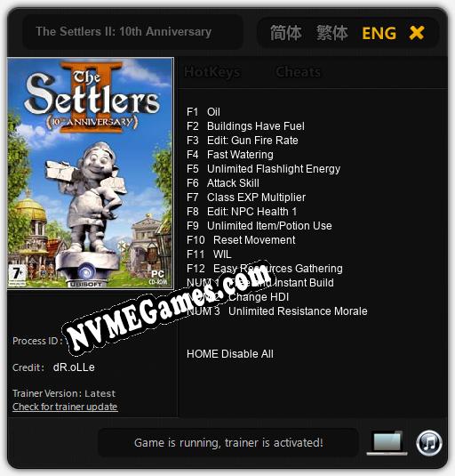 Treinador liberado para The Settlers II: 10th Anniversary [v1.0.6]