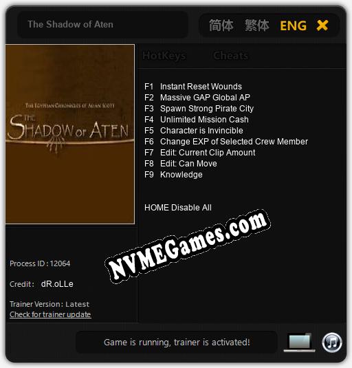 The Shadow of Aten: Cheats, Trainer +9 [dR.oLLe]